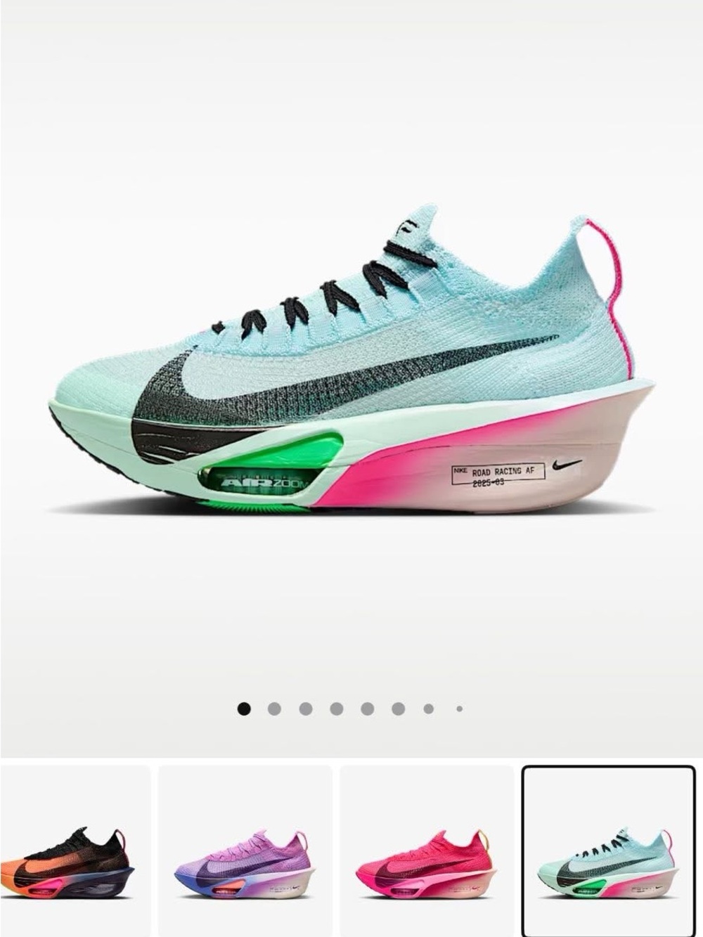 Nike Women's Nike Alpha Black Pink Road Racing Athletic Shoes - Picture 3 of 3